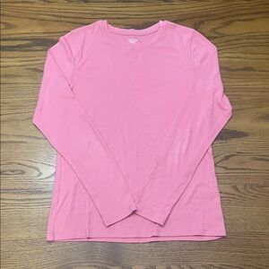 Ladies Essential Long Sleeve Pink Crewneck Top